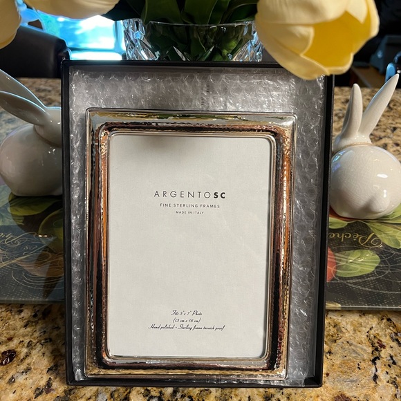 ARGENTO SC - Sterling Silver Hammered Frame - 5 x 7 Made in Italy - Picture 2 of 8